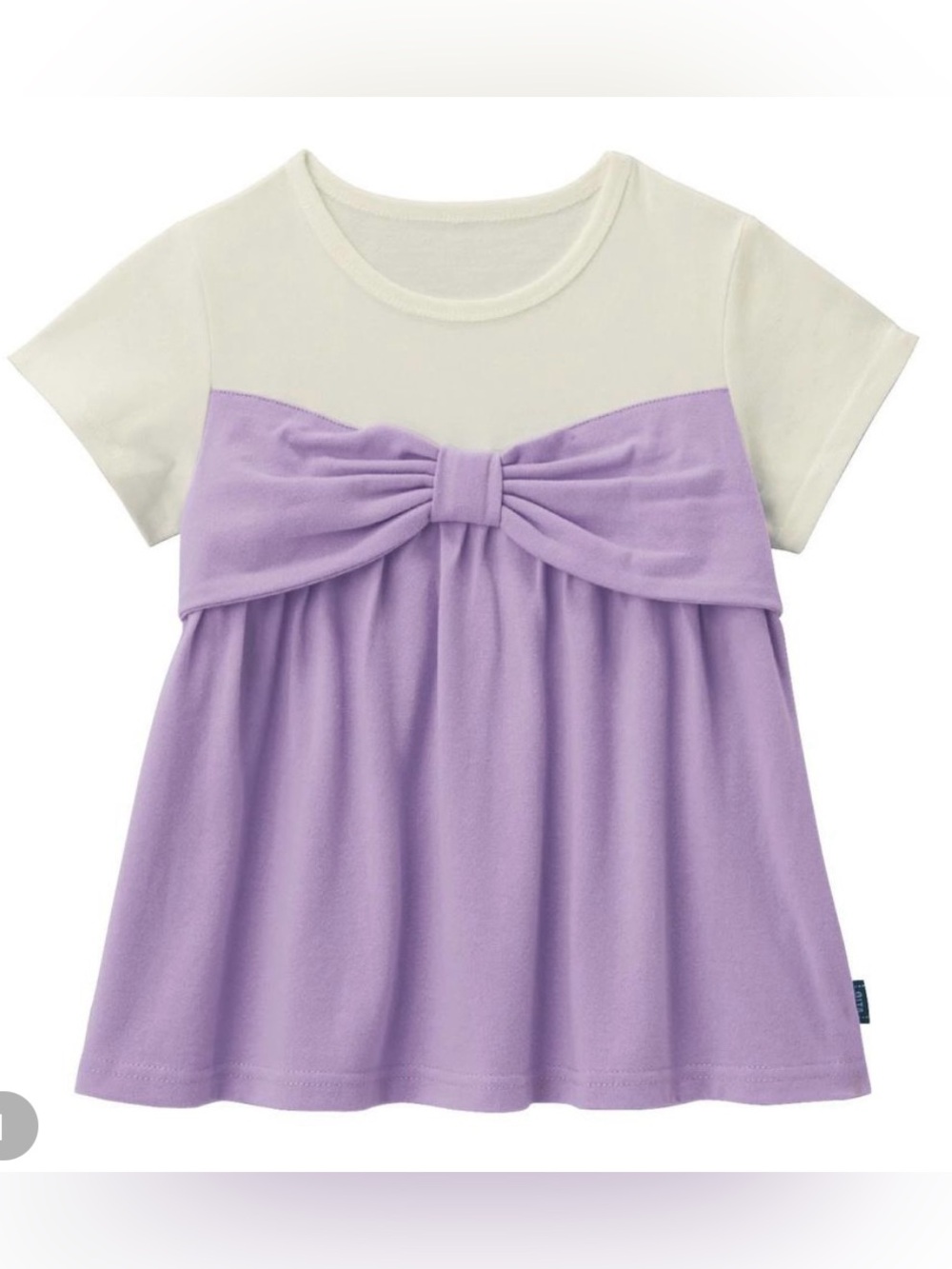 Girls' Lavender Bow Front Short Sleeve Tee